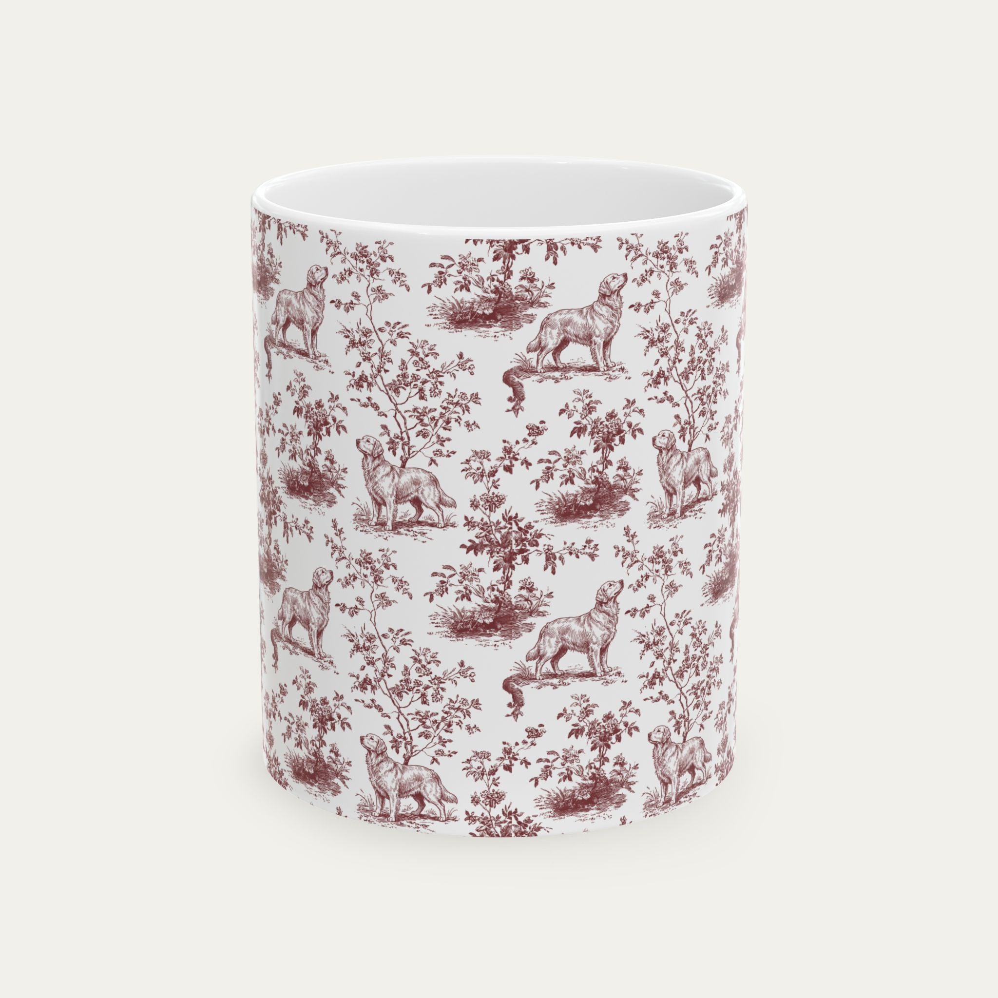 Golden Retriever Burgundy Toile Mug