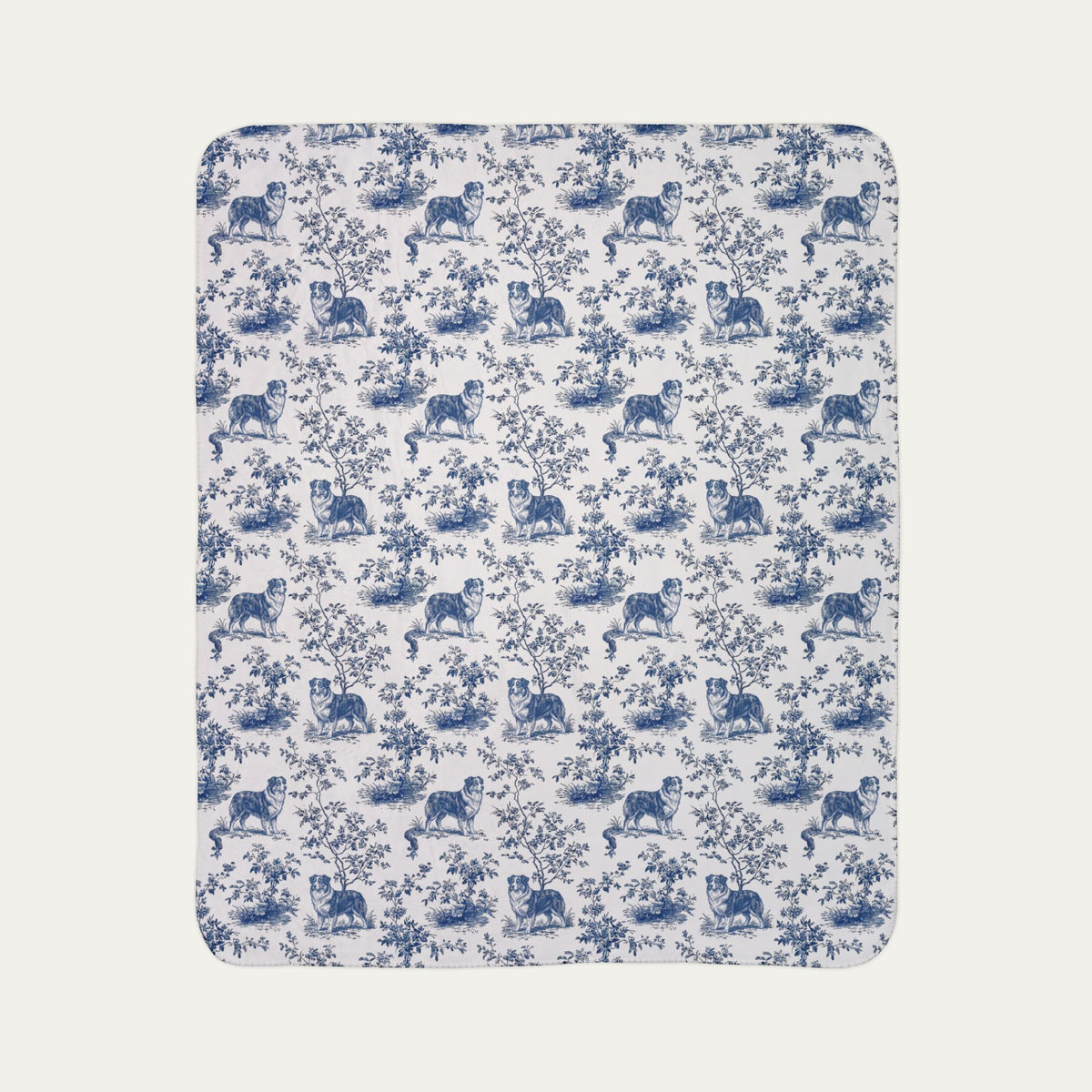 Australian Shepherd Toile De Jouy Fleece Blanket