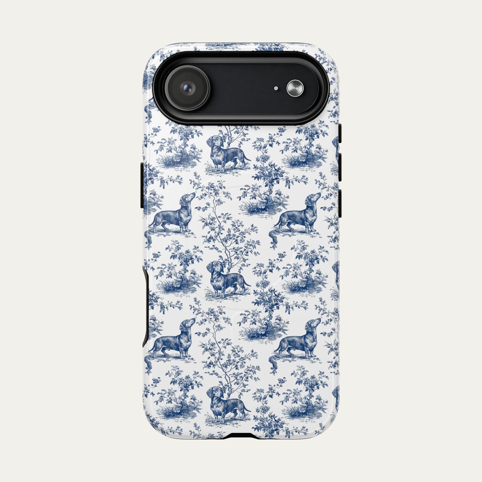 Dachshund Shorthaired Blue Toile Phone case