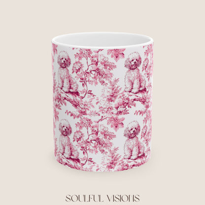 Mini Poodle French Pink Toile De Jouy Mug