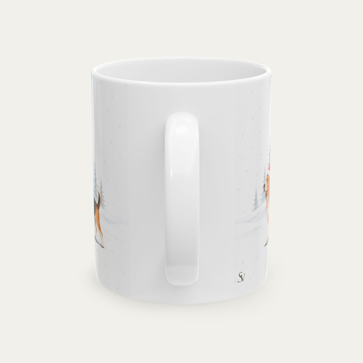 Custom Beagle Tri Color Chistmas Santa Hat Mug