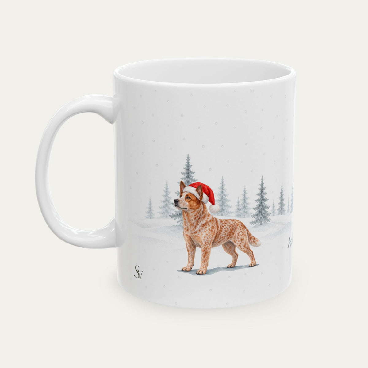 Custom Australian Cattle Dog Red Chrismas Santa Hat Mug