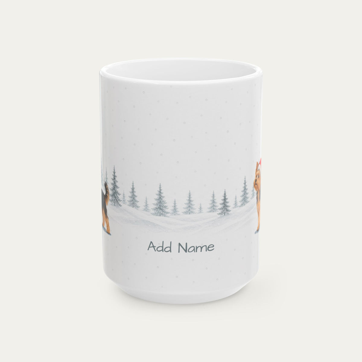 Custom Yorshire Terrier Black and Tan Christmas Santa Hat Mug