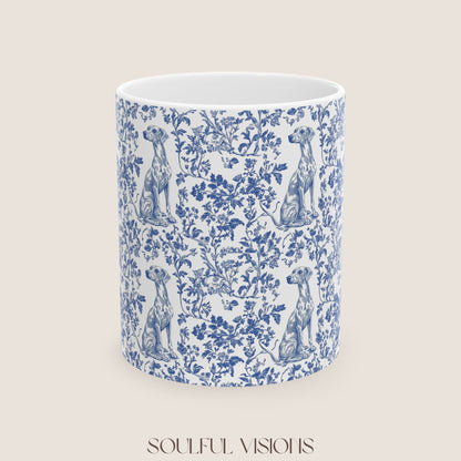 Whippet French Blue Toile De Jouy Mug