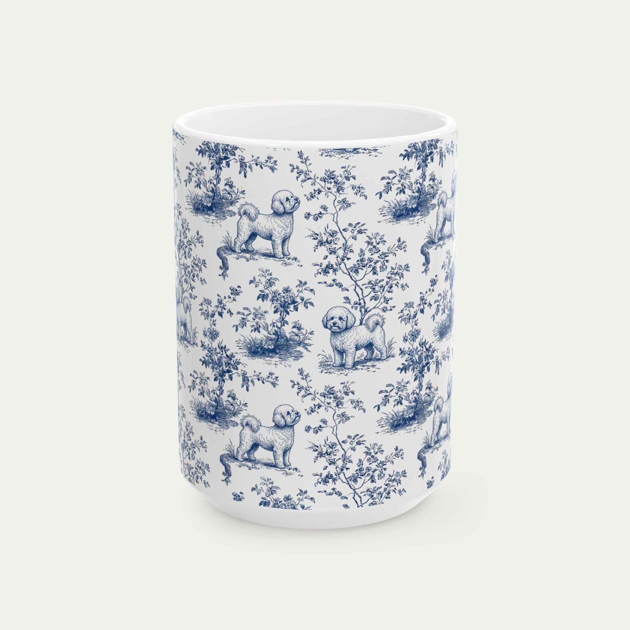 Bichon Frise Blue Toile Mug