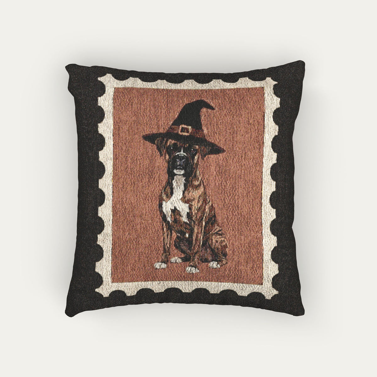Boxer Brindle  Halloween Woven Pillow