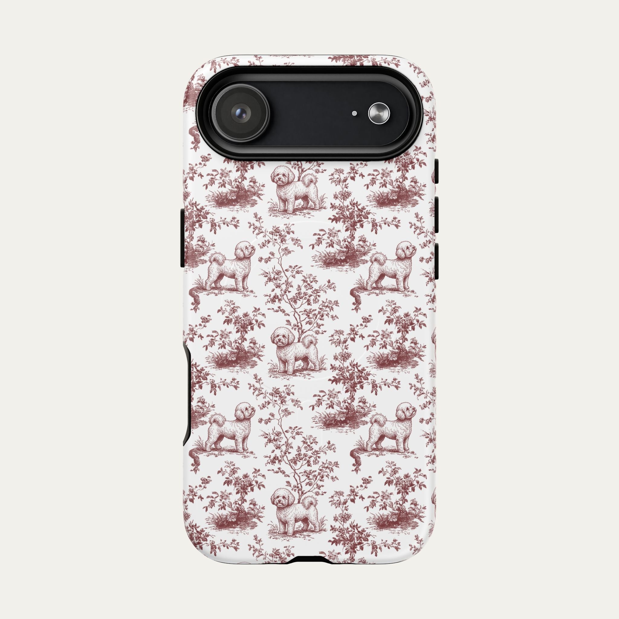 Bichon Frise Burgundy Toile phone Case