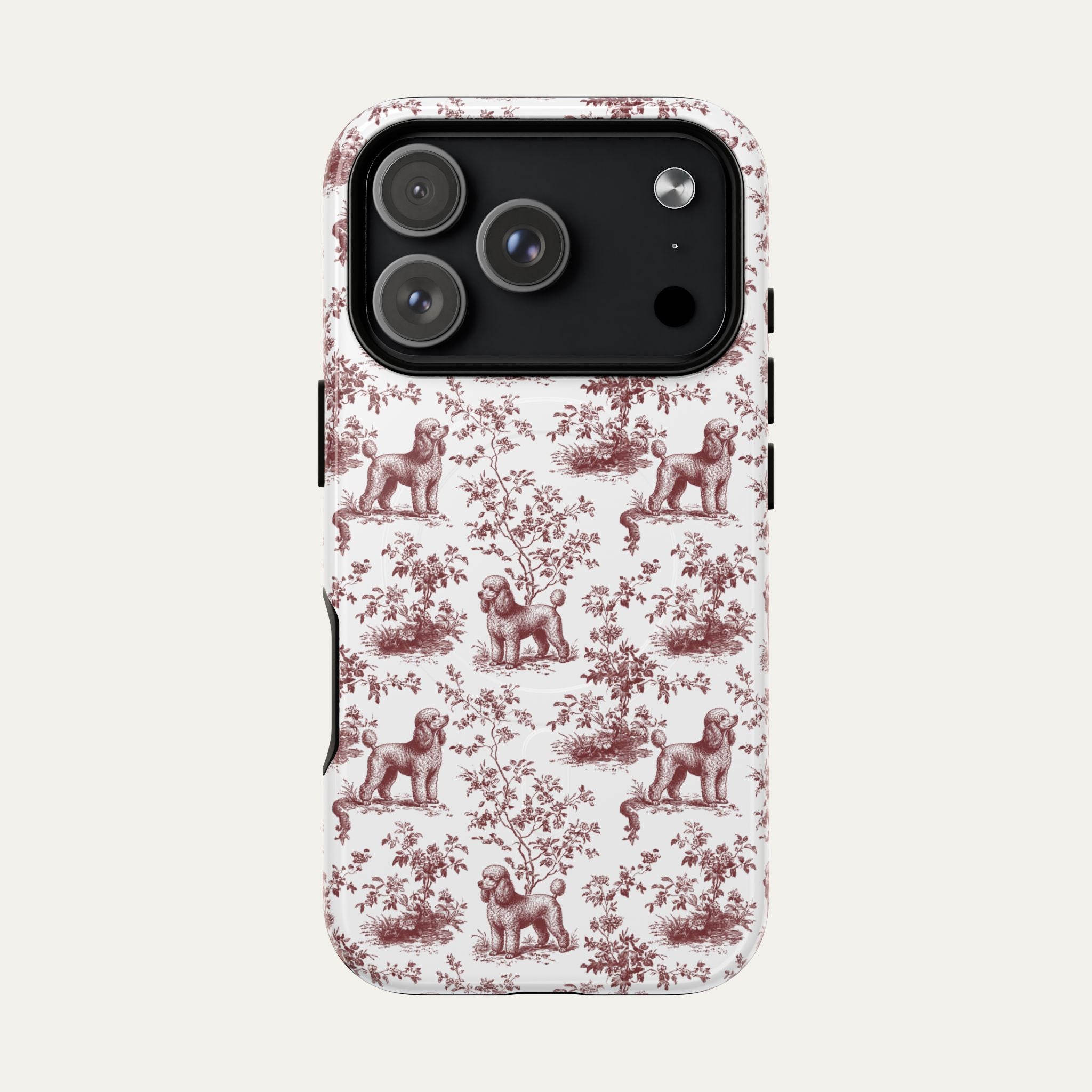 Poodle Burgundy Toile phone Case
