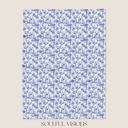 Pomeranian French Toile De Jouy Blanket