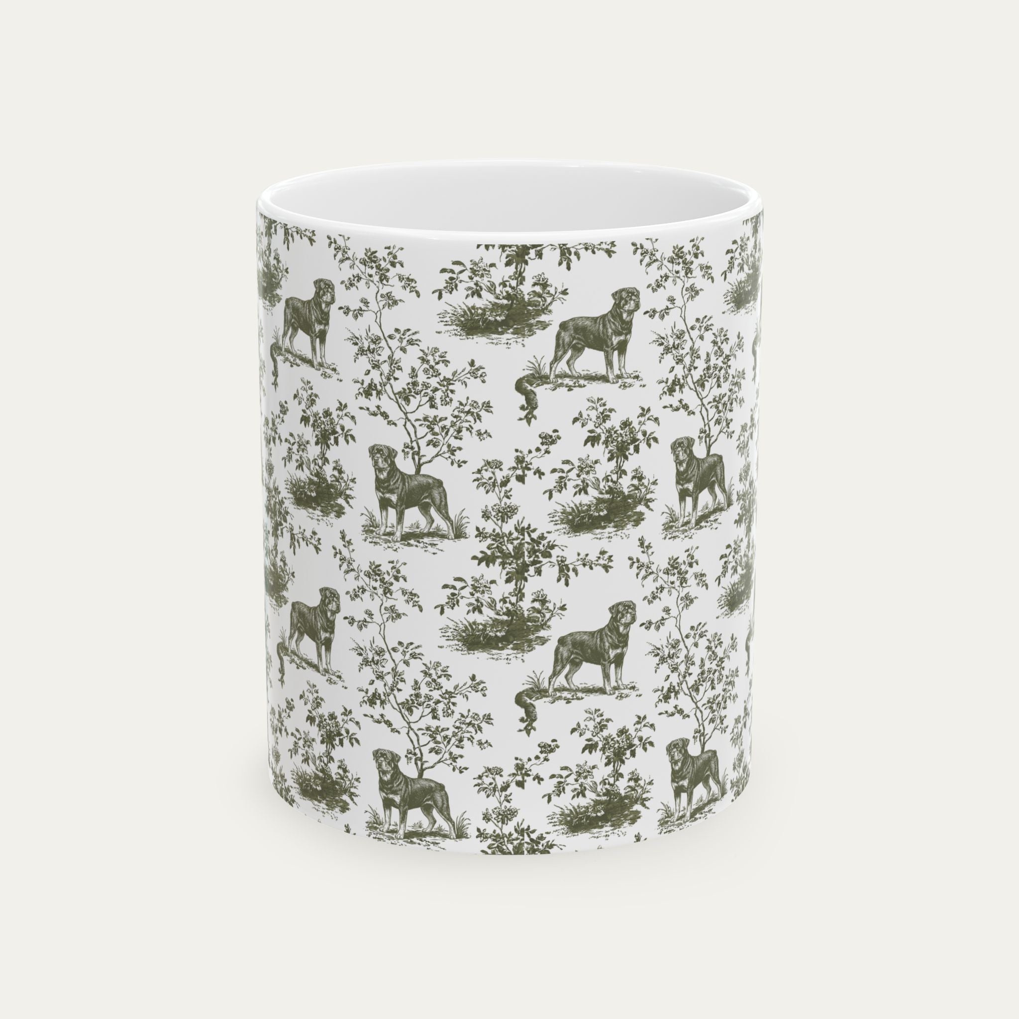 Rottweiler Sage Green Toile Mug