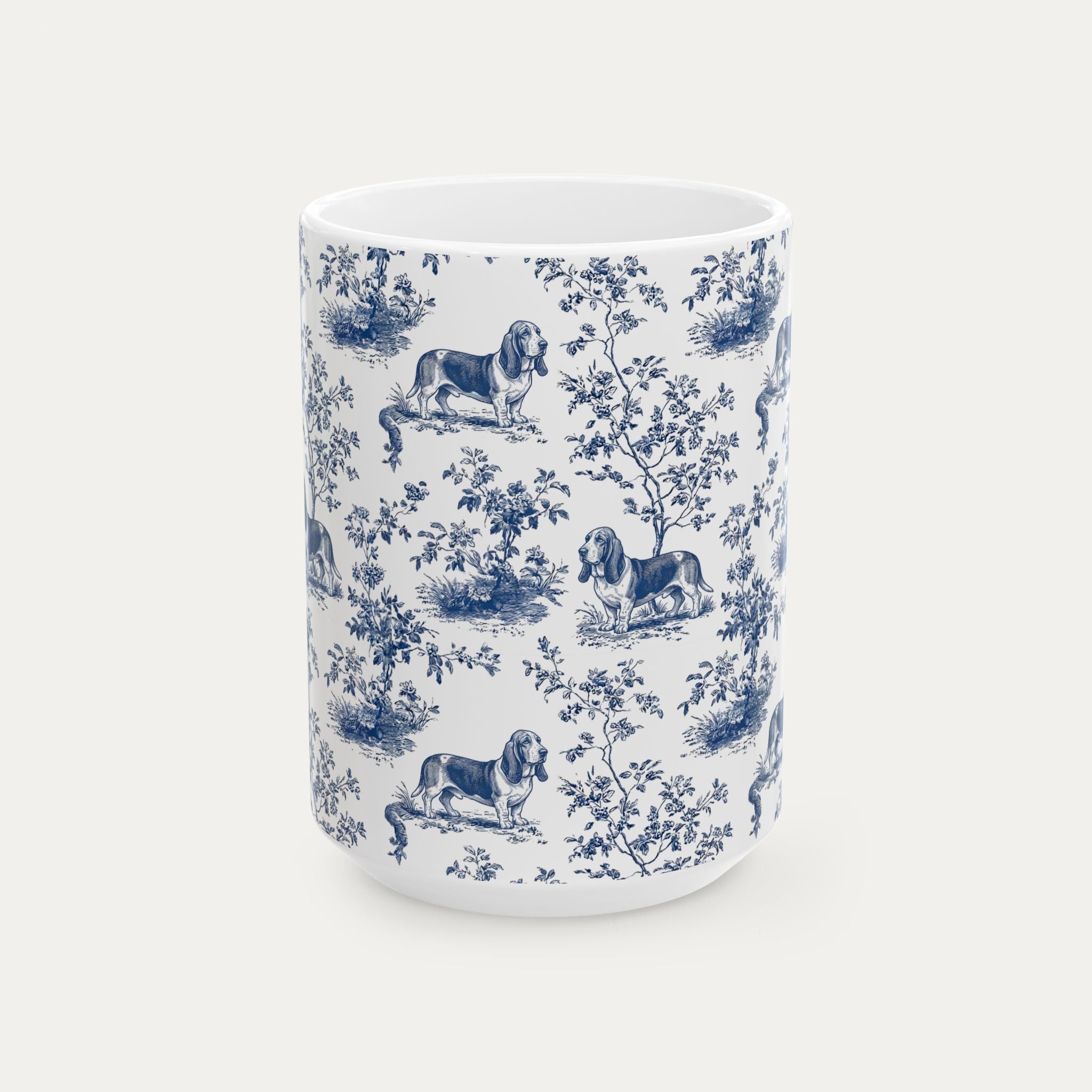 Basset Hound Blue Toile Mug