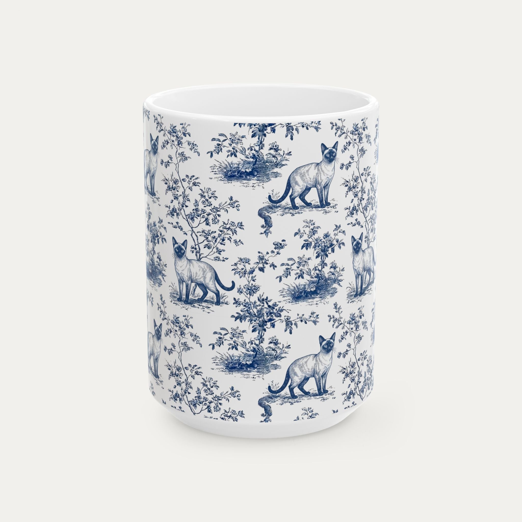 Siamese Cat Blue Toile Mug