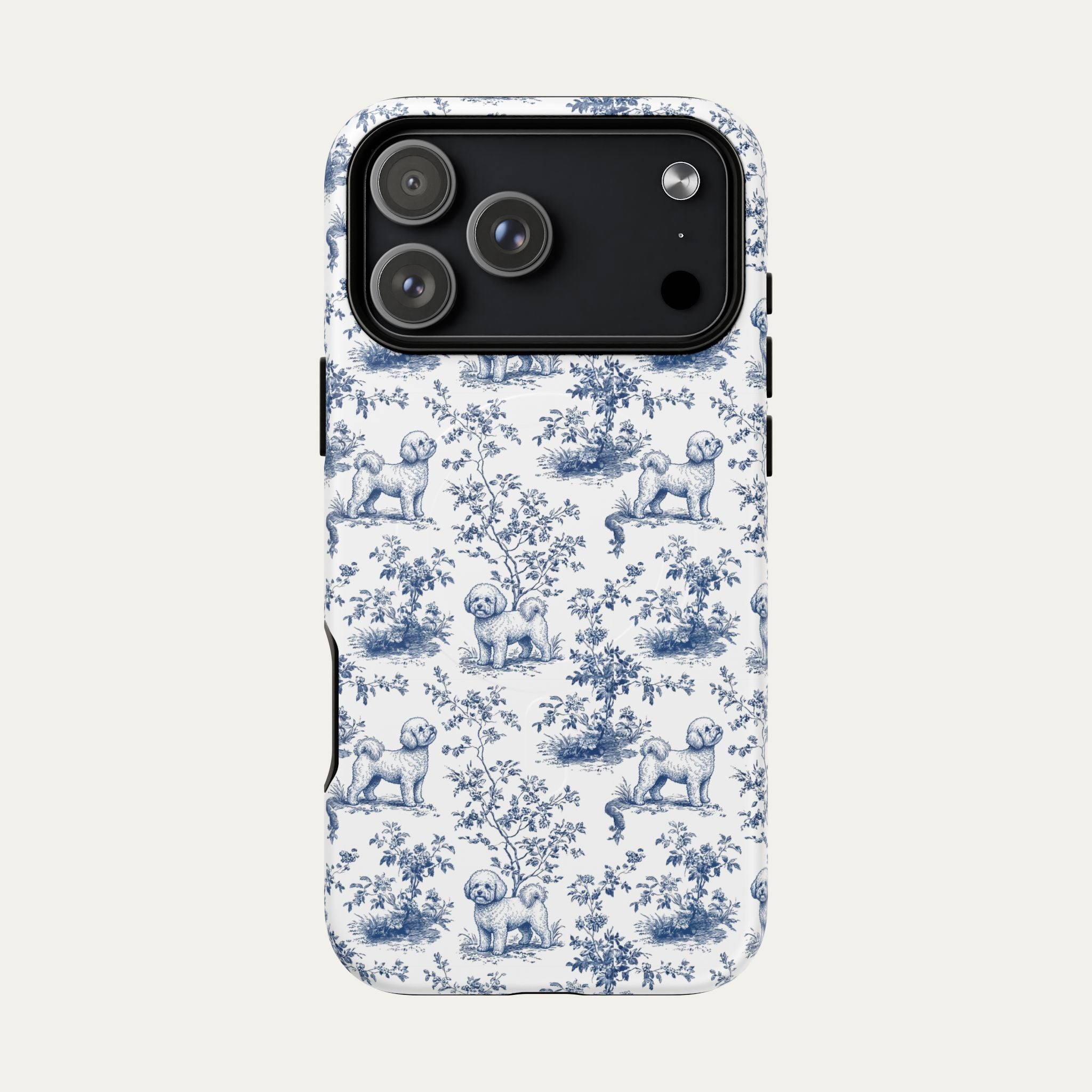 Bichon Frise Blue Toile Phone case