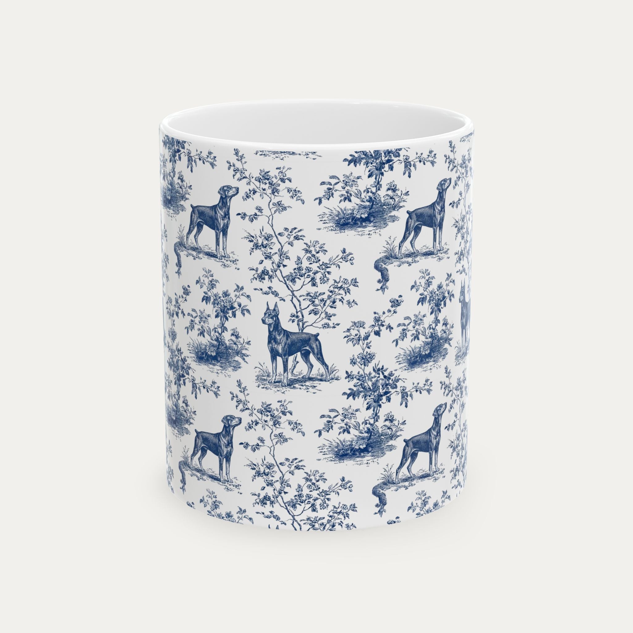 Doberman Blue Toile Mug