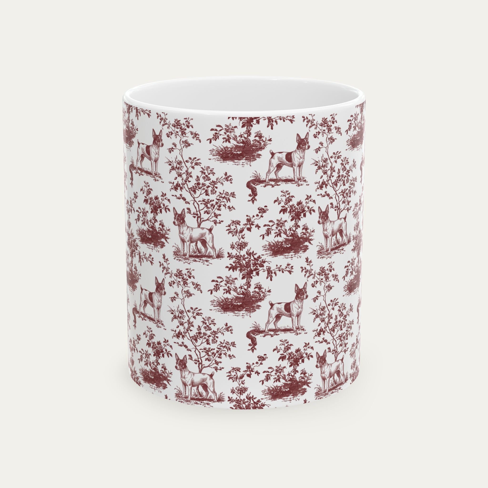 Toy Fox terrier Burgundy Toile Mug