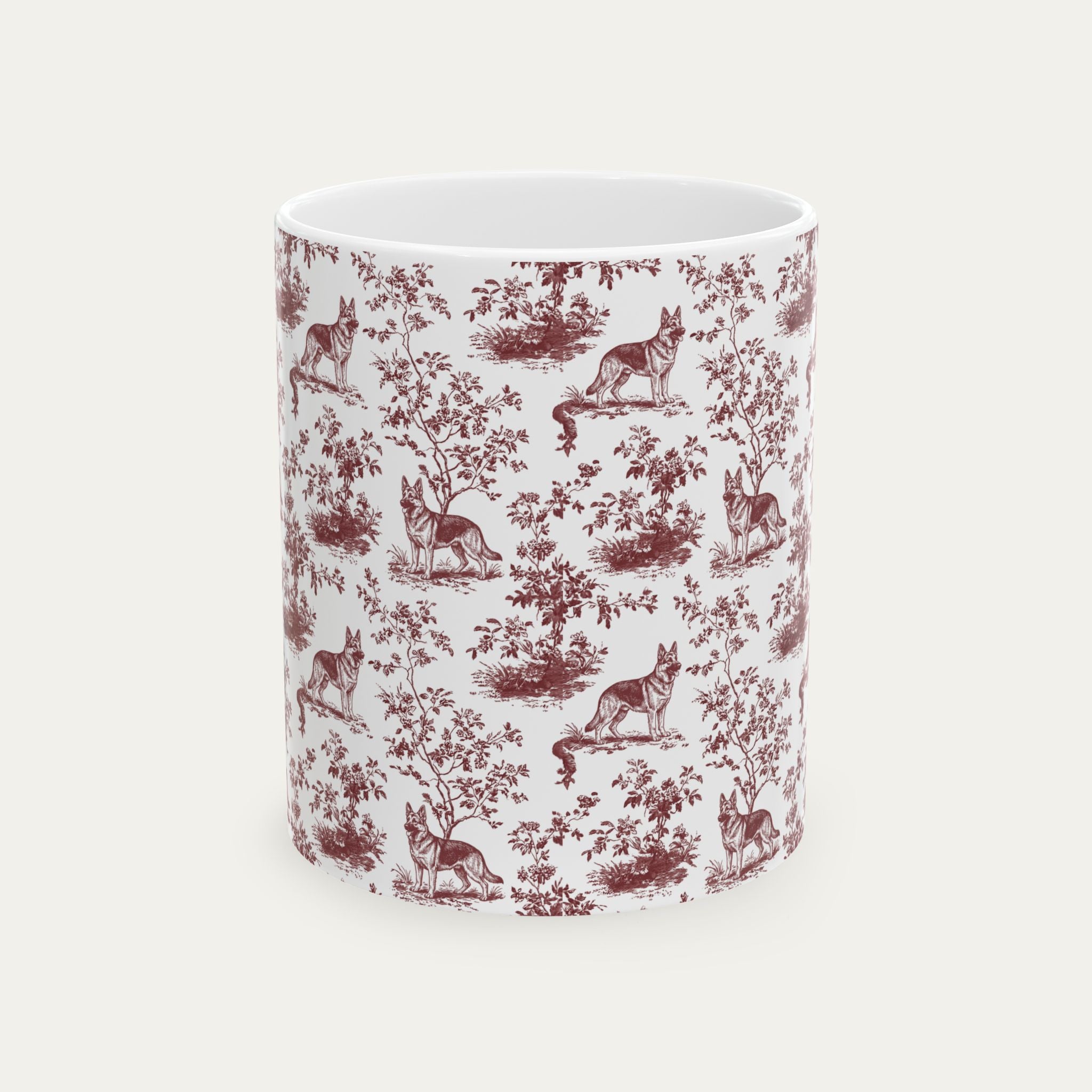 German Shepherd Burgundy Toile Mug
