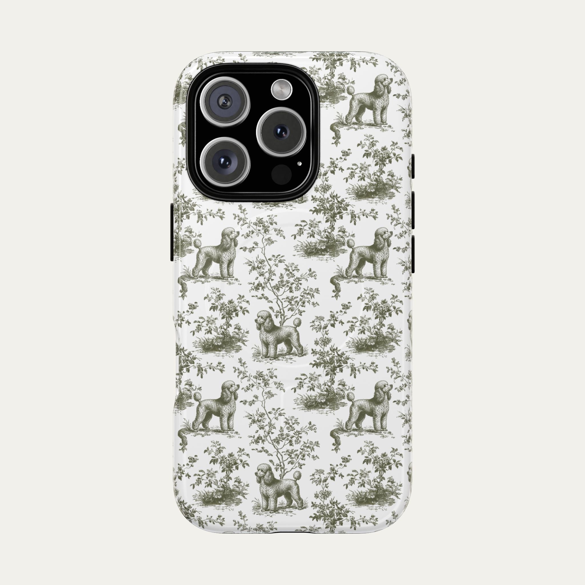 Poodle Sage Green Toile phone Case