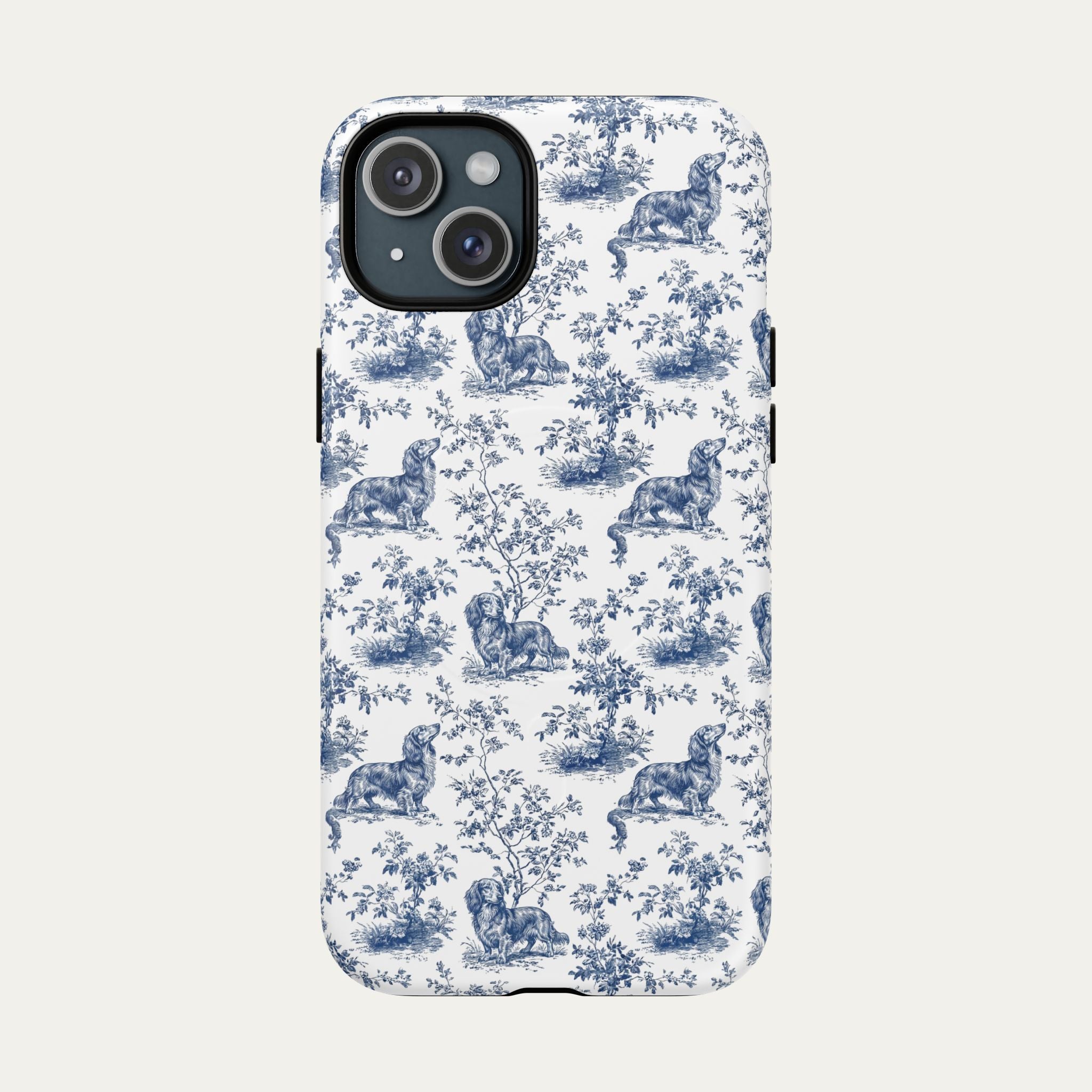 Dachshund Longhaired Blue Toile Phone case