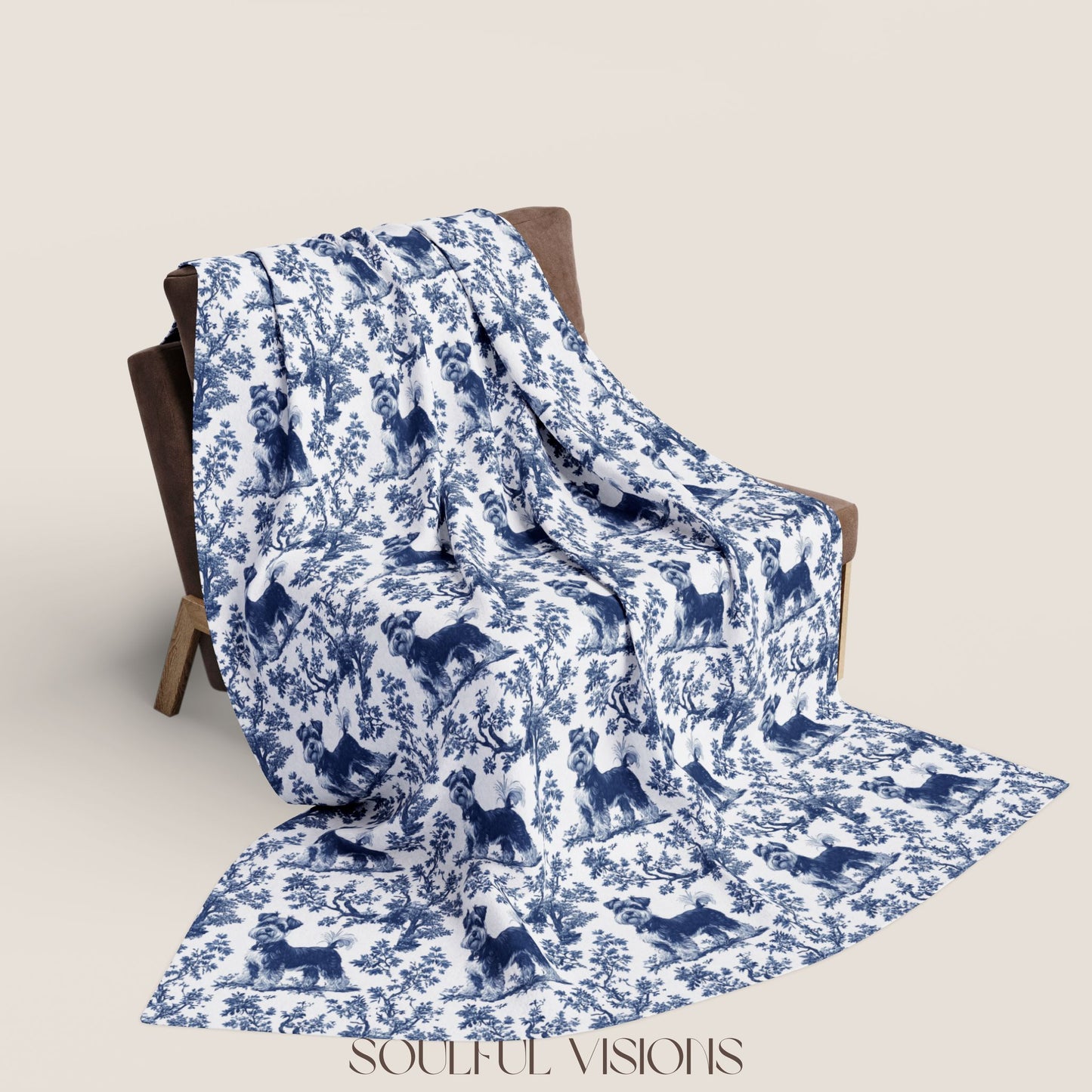 Schnauzer 2 Toile French Toile De Jouy Blanket