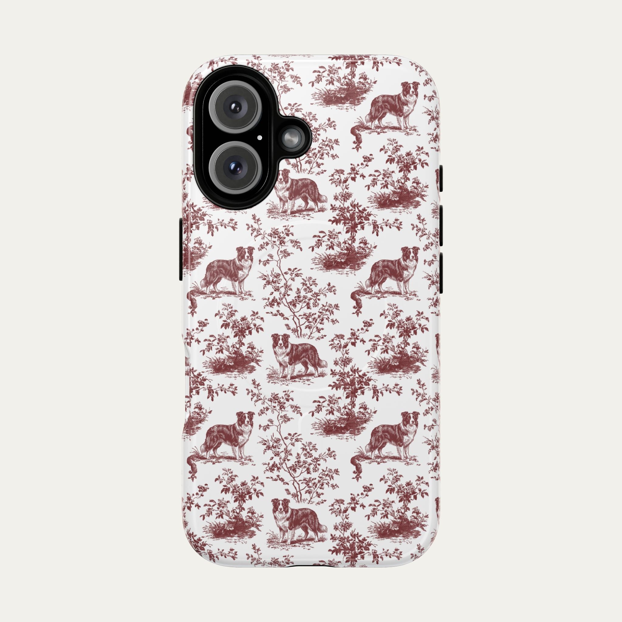 Border Collie Burgundy Toile phone Case