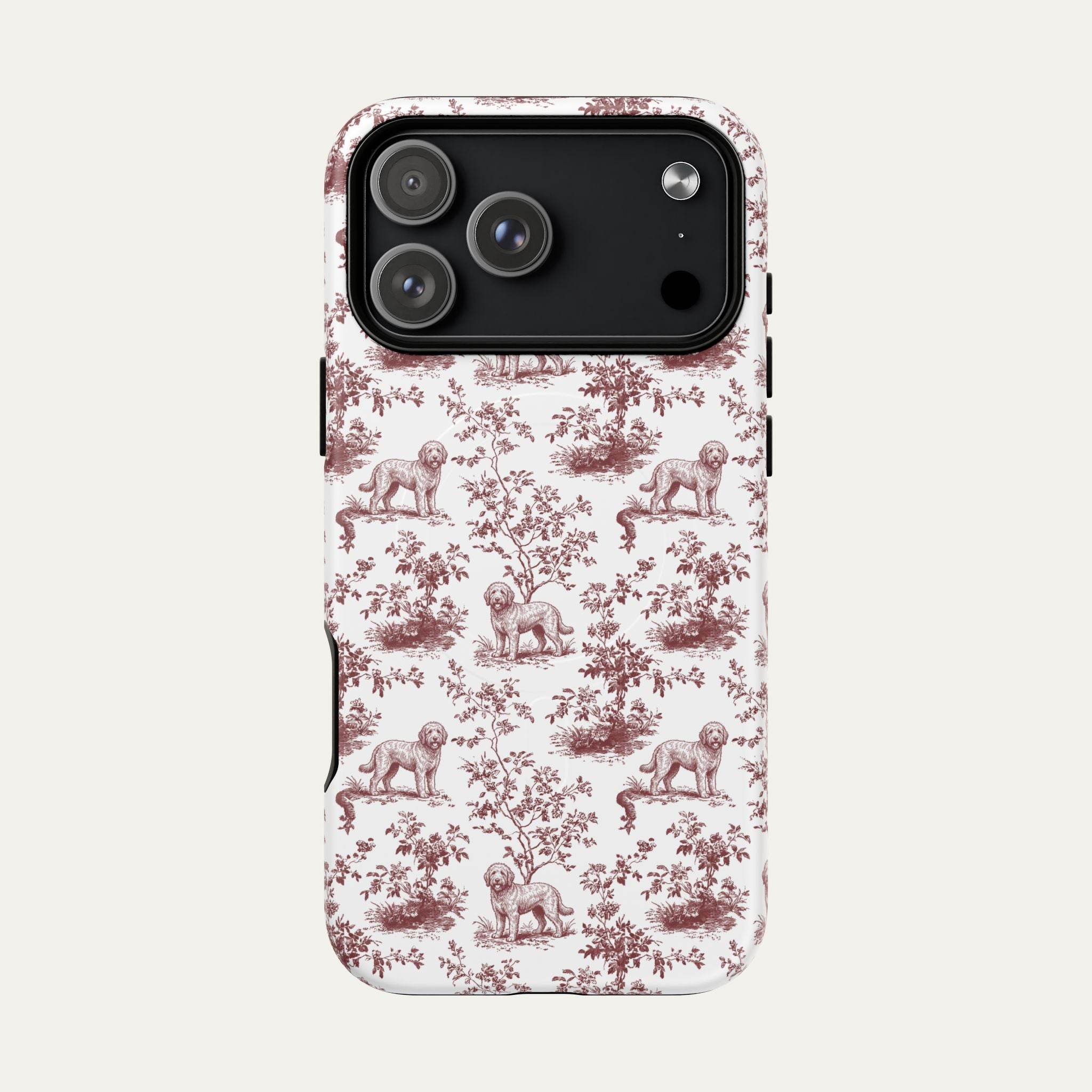 Goldendoodle Burgundy Toile phone Case
