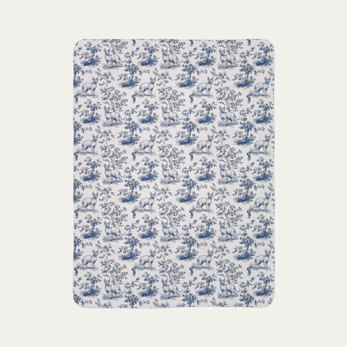 Sphynx Cat Toile De Jouy Fleece Blanket