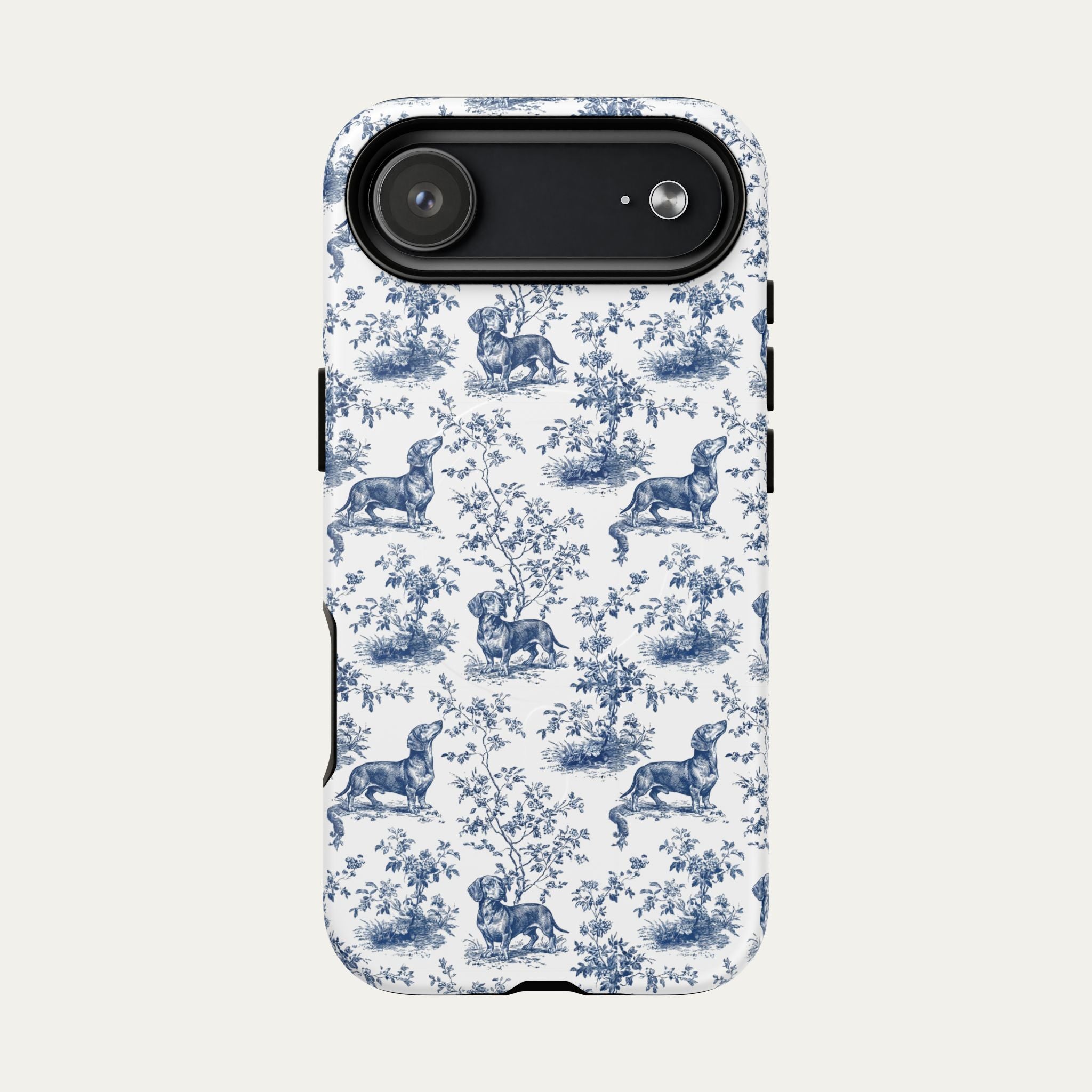 Dachshund Shorthaired Blue Toile Phone case