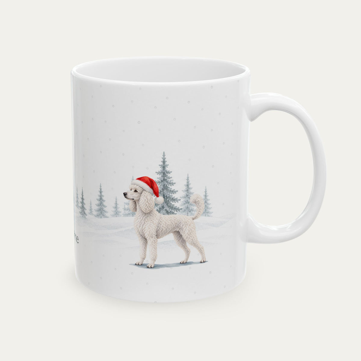 Custom Poodle White Christmas Santa Hat Mug