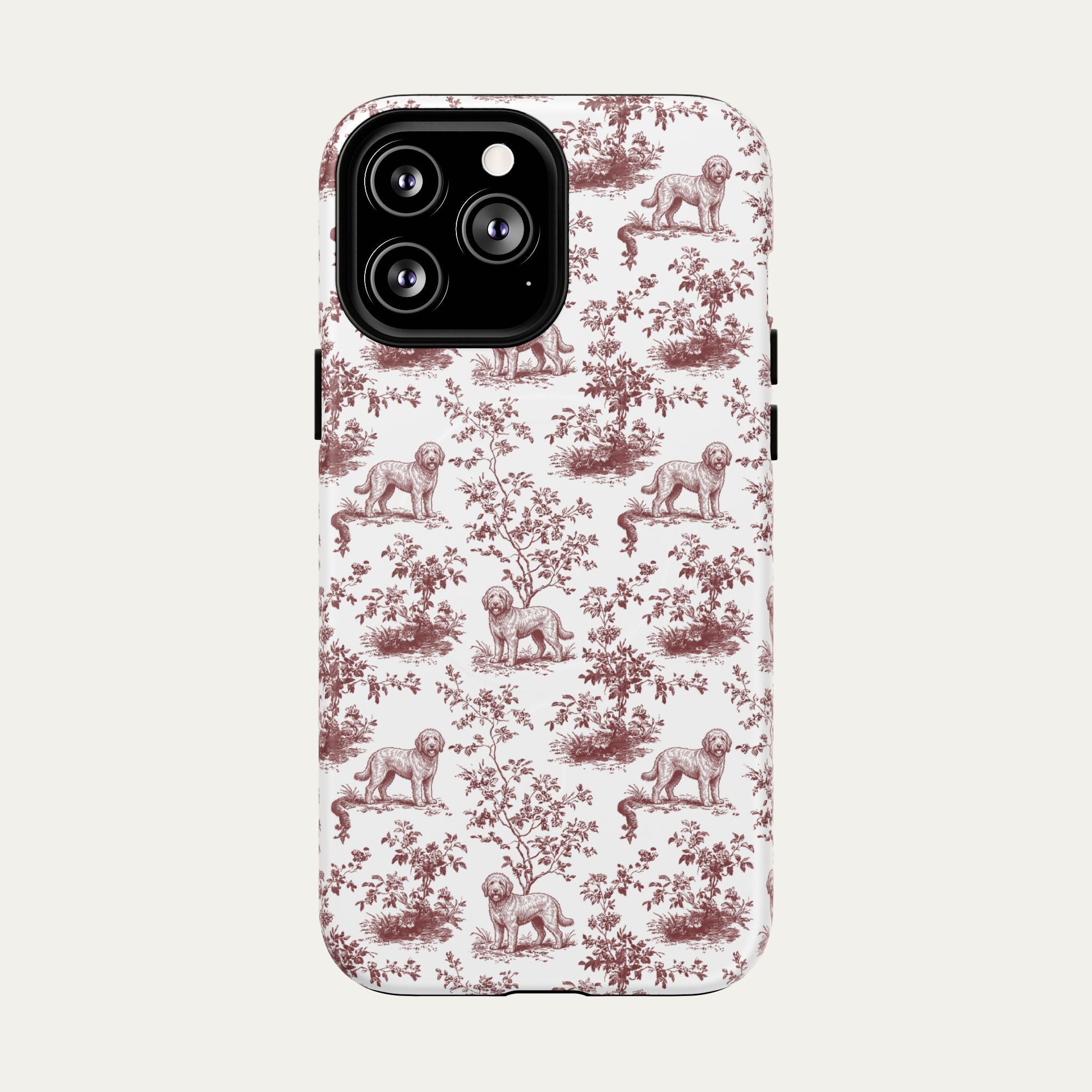 Goldendoodle Burgundy Toile phone Case