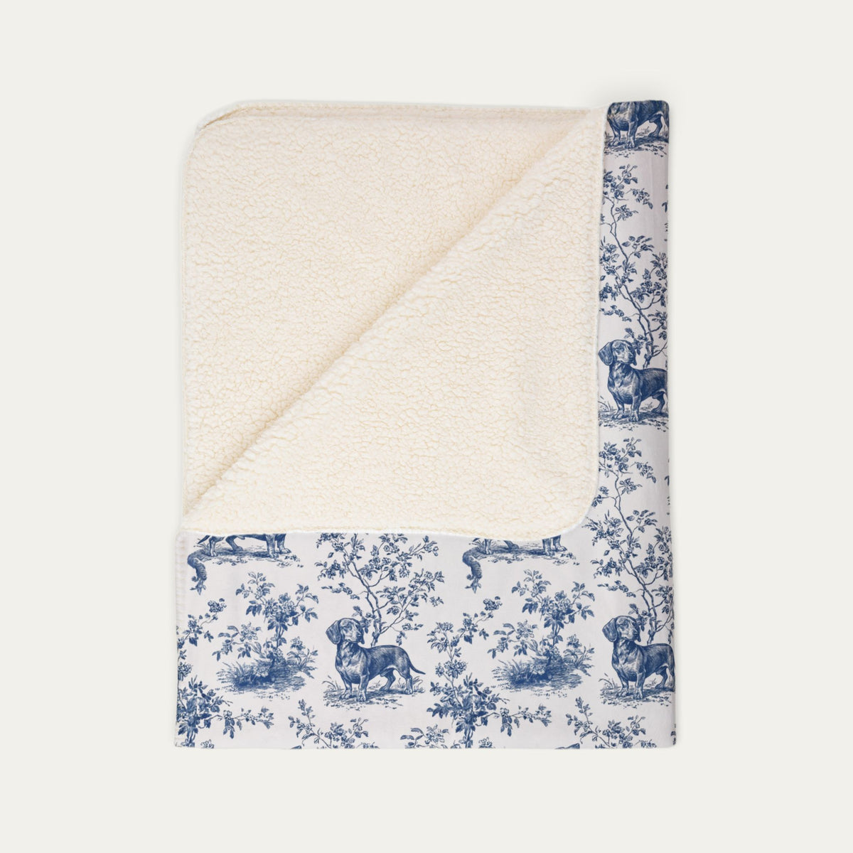 Duchshund Shorthaired  Toile De Jouy Fleece Blanket