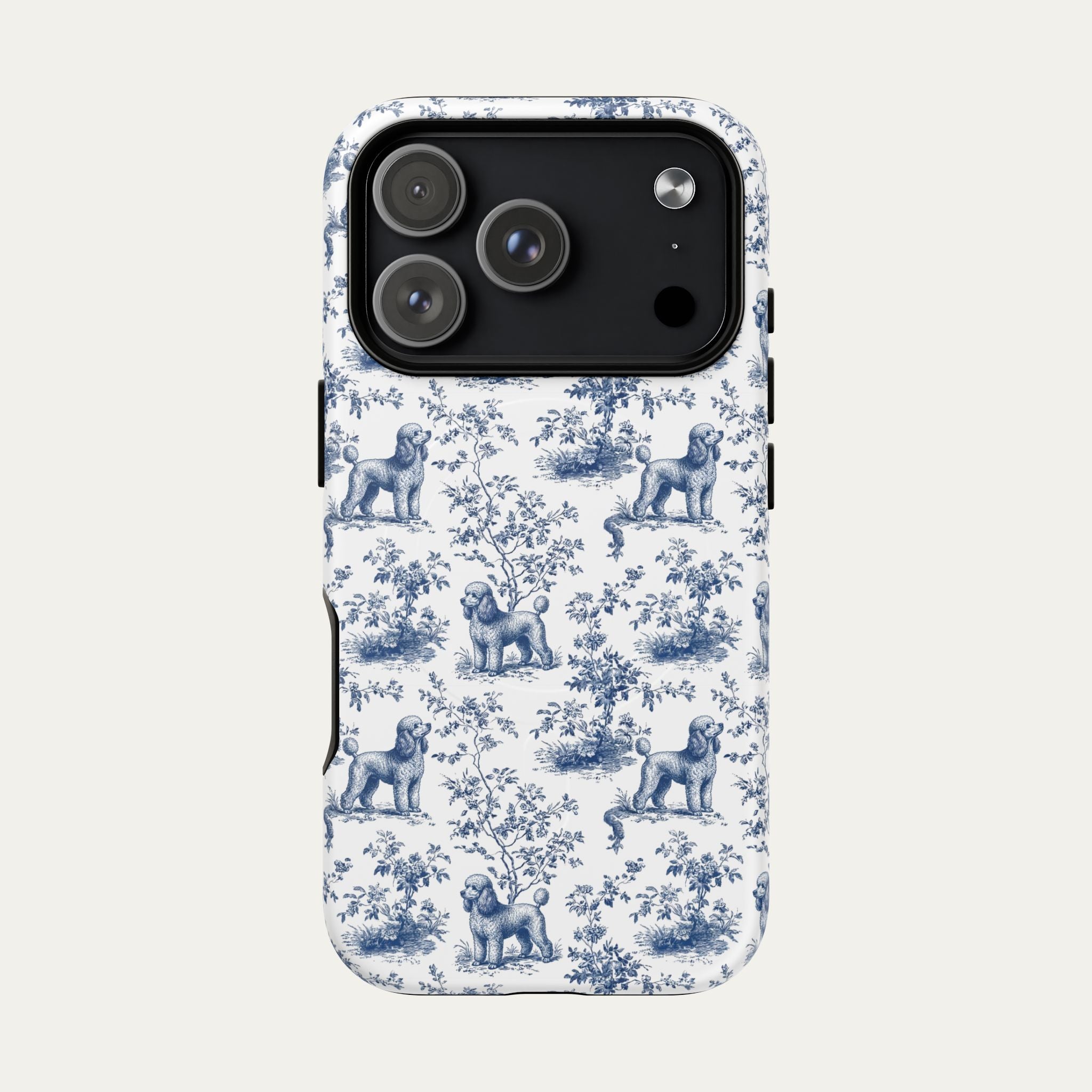 Poodle Blue Toile Phone case