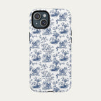Pomeranian Blue Toile Phone case