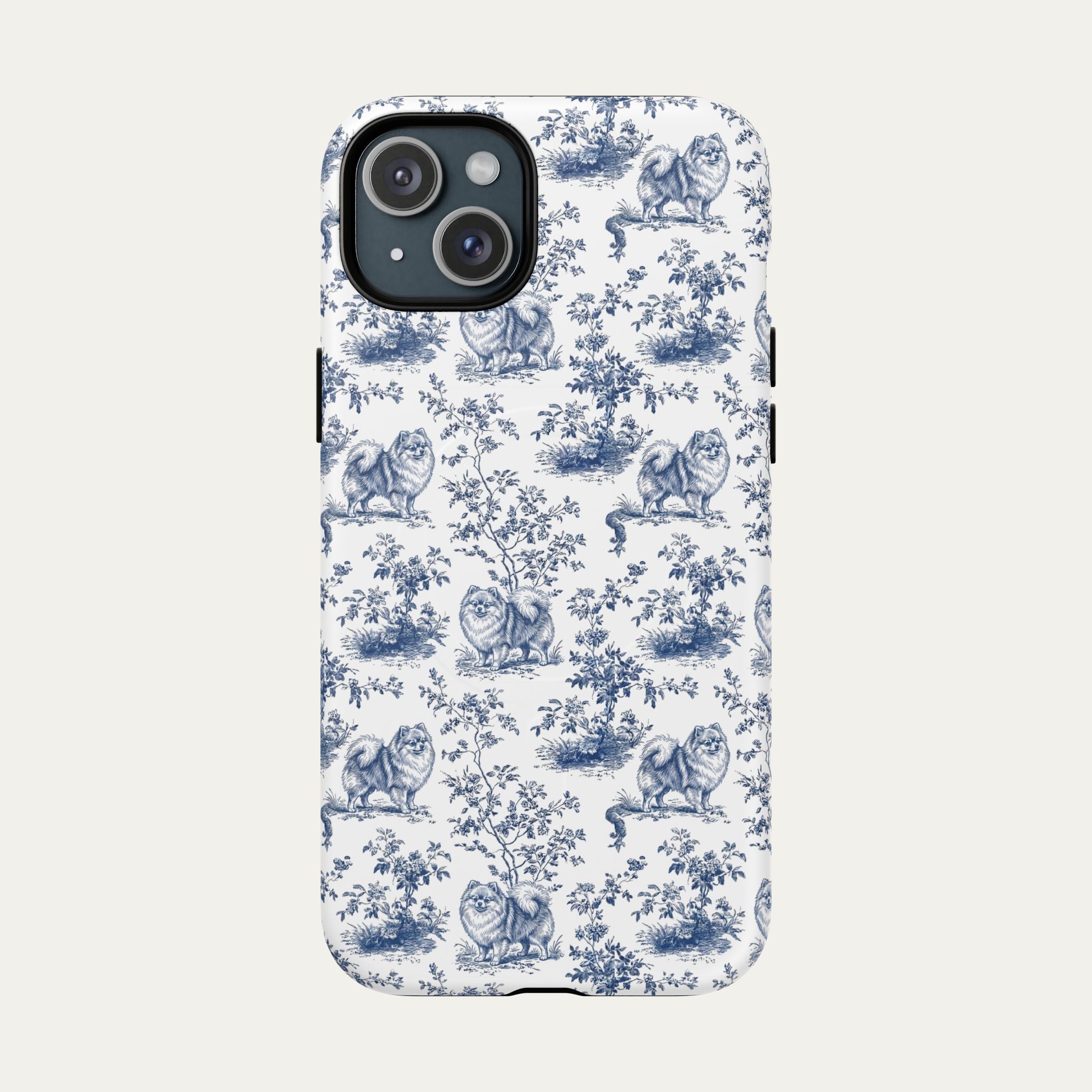 Pomeranian Blue Toile Phone case