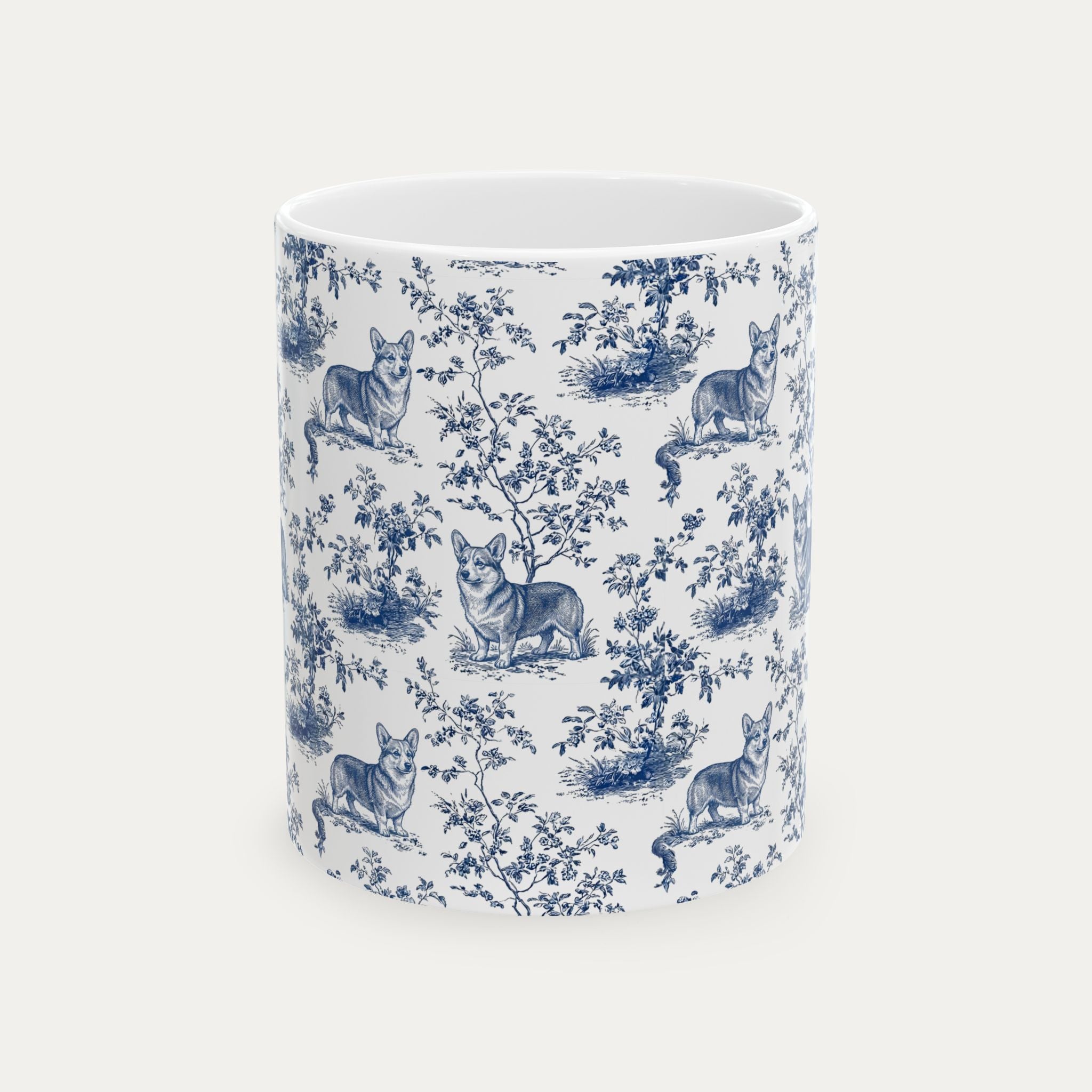 Corgi Blue Toile Mug