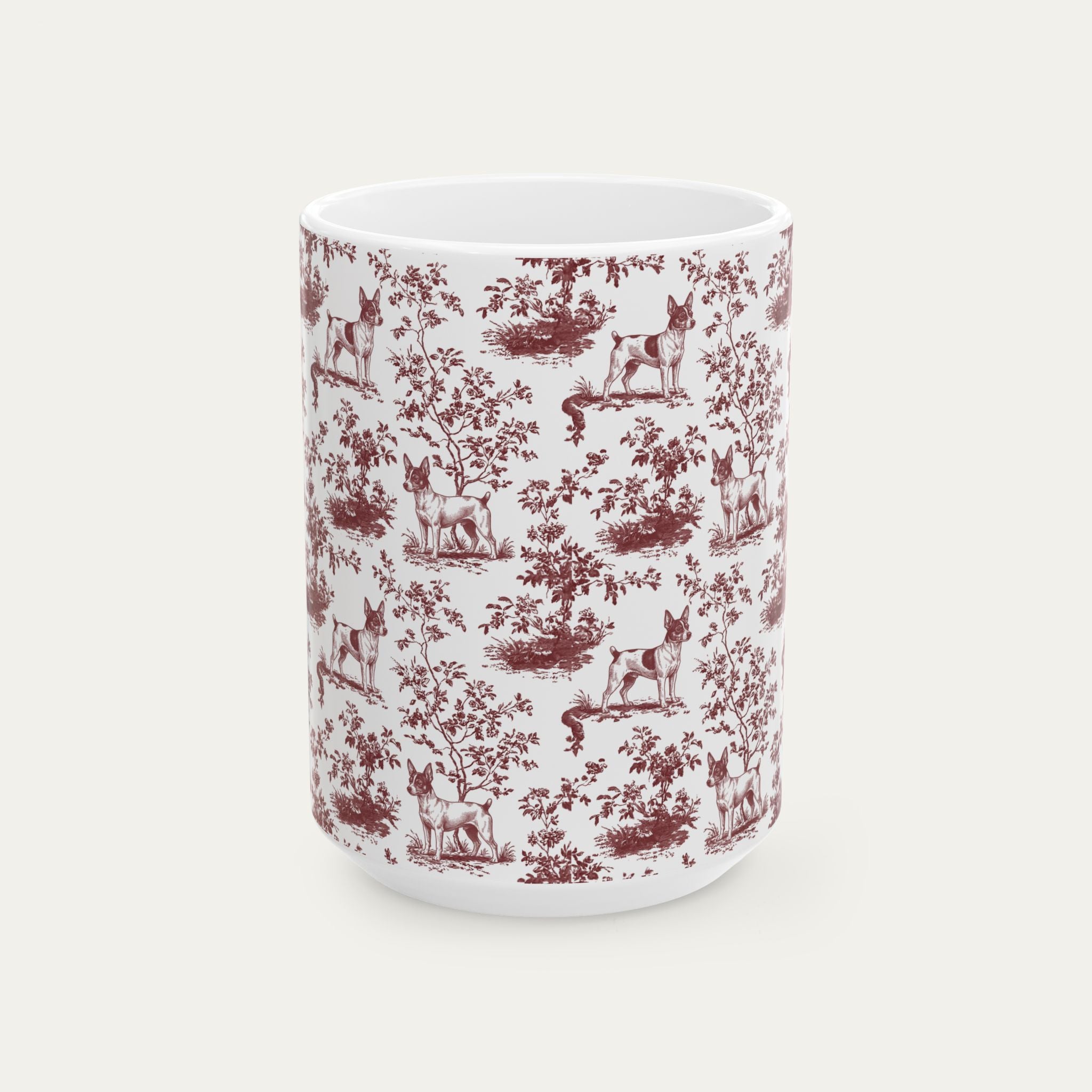 Toy Fox terrier Burgundy Toile Mug