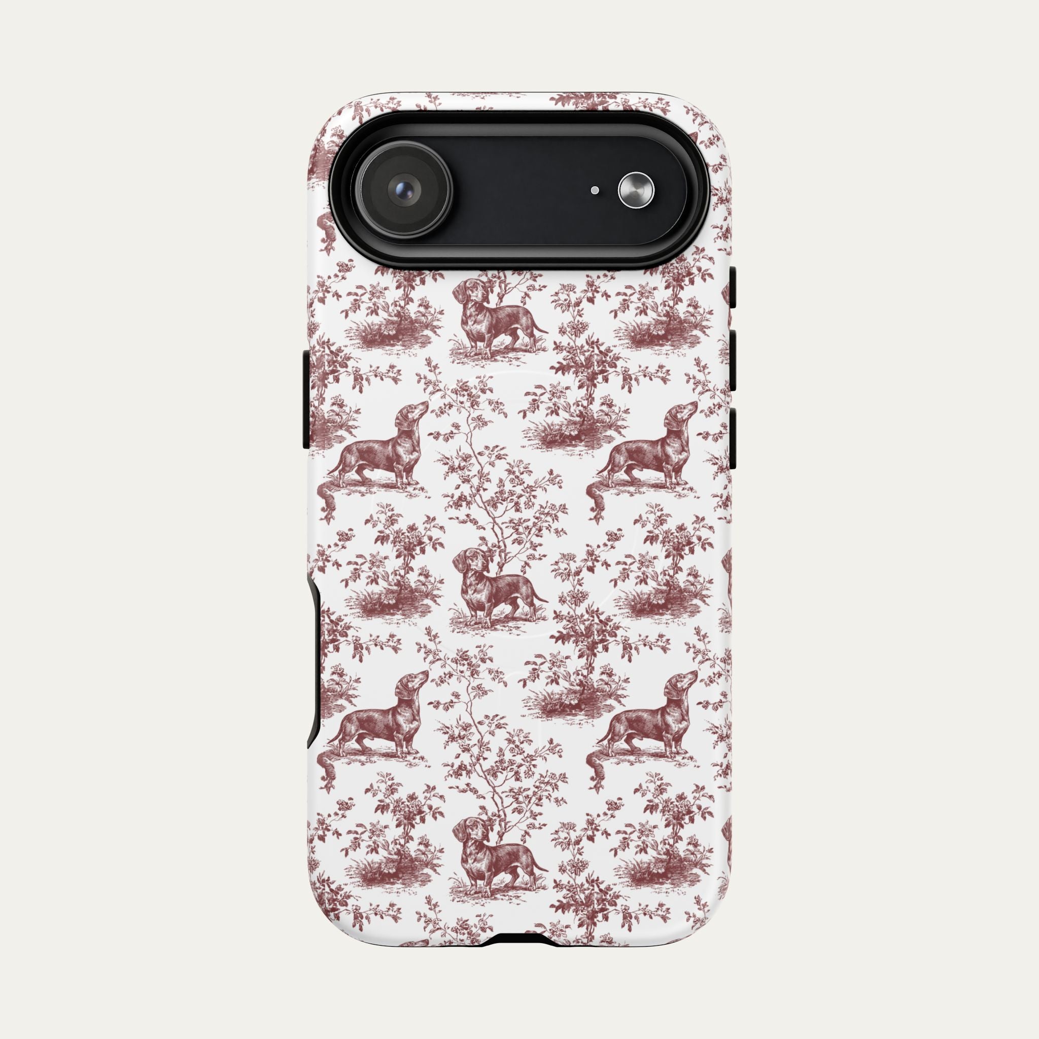 Dachshund Shorthaired Burgundy Toile phone Case