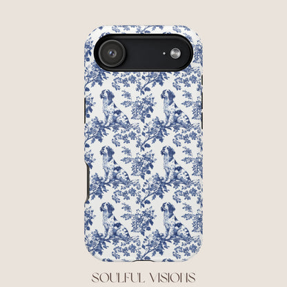 Brittany Spaniel Toile De Jouy Magnetic Phone Case