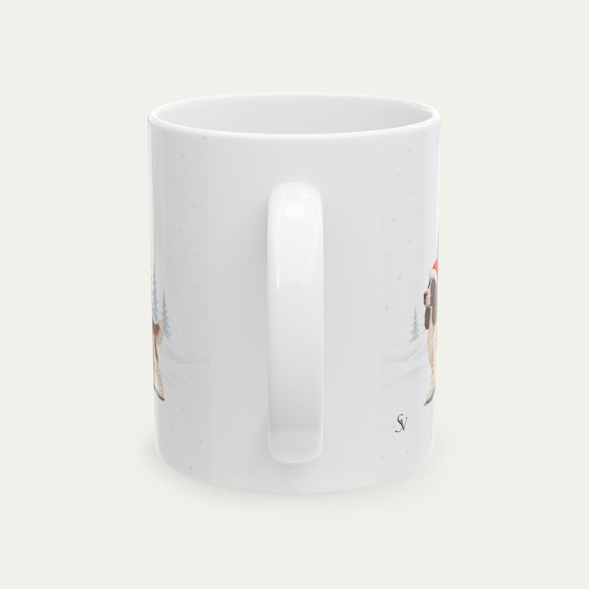 Custom English Springer Spaniel Liver and White Santa Hat Mug