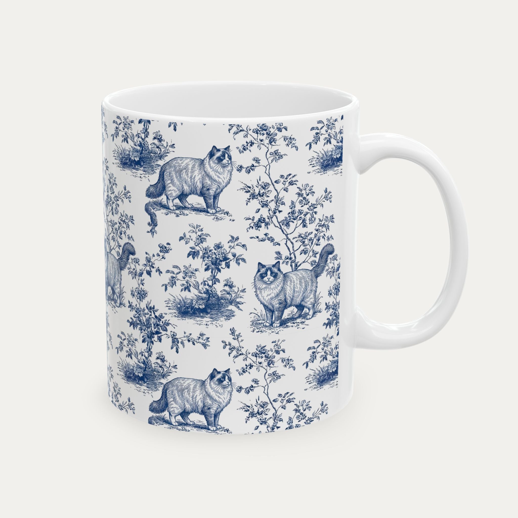 Ragdoll Cat Blue Toile Mug