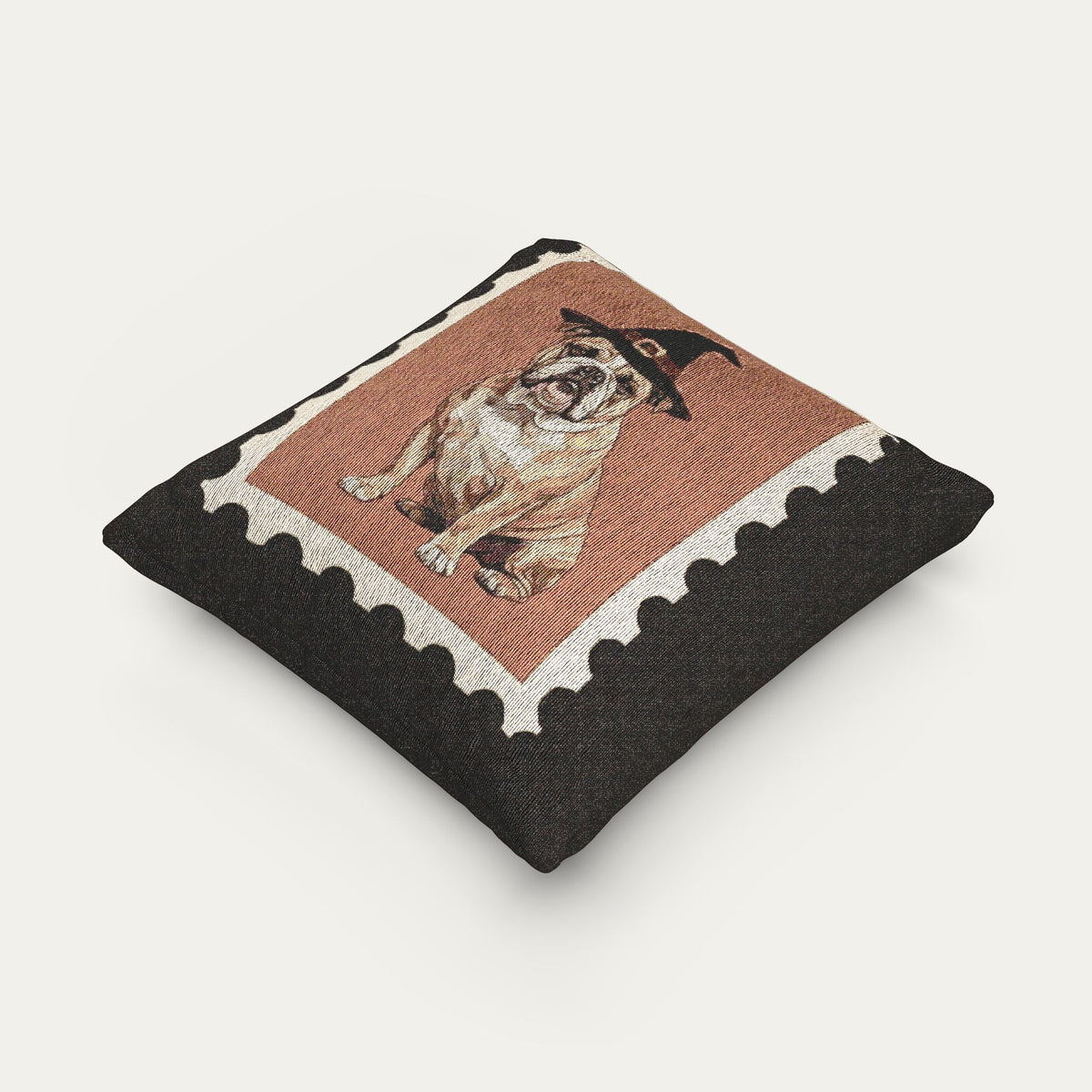 Bulldog Halloween Woven Pillow
