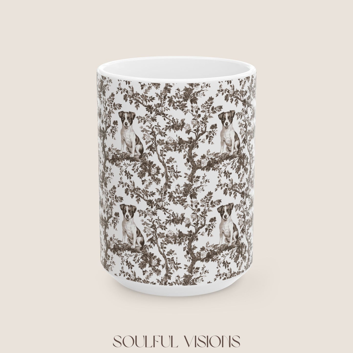 Jack Russel Toile De Jouy Mug