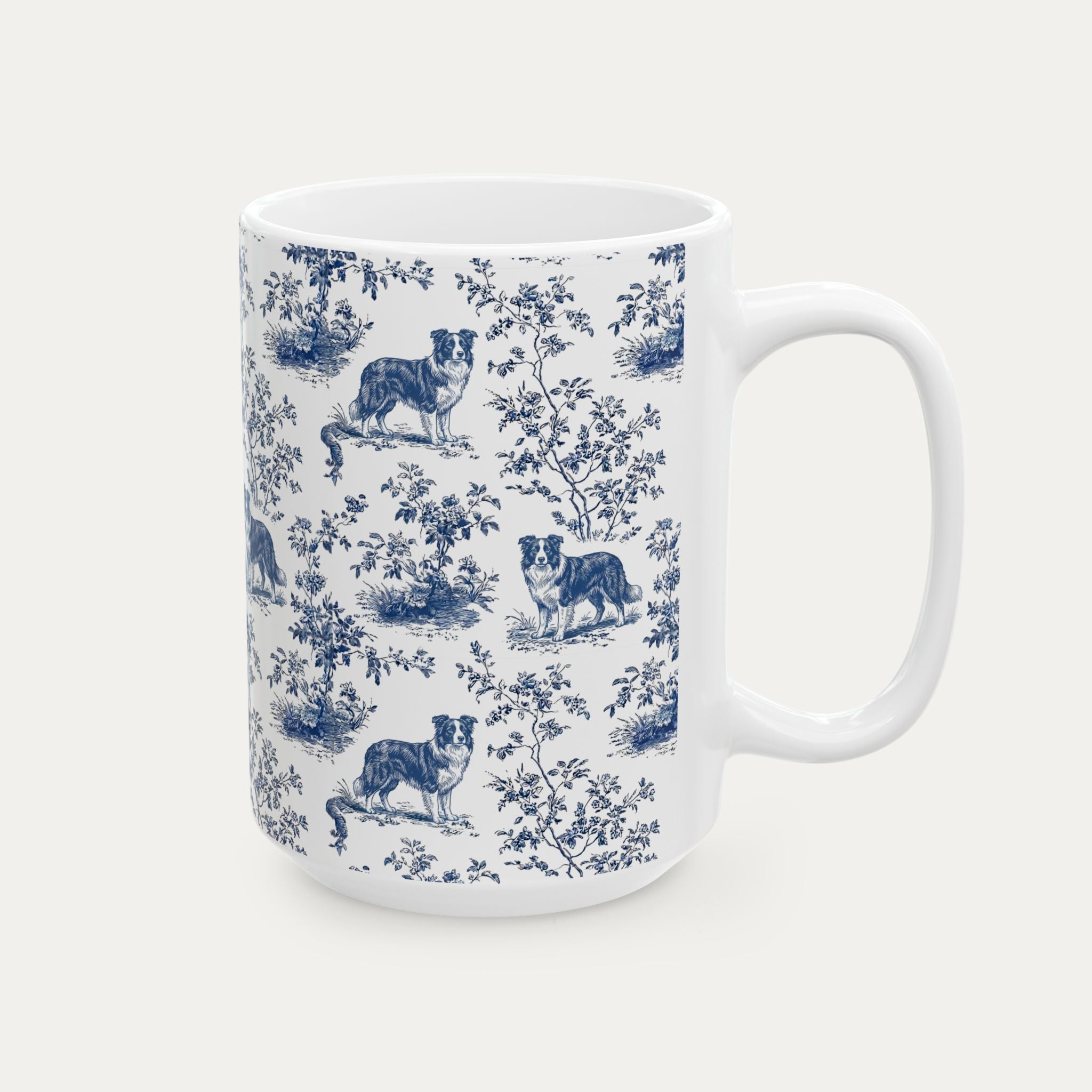 Border Collie Blue Toile Mug