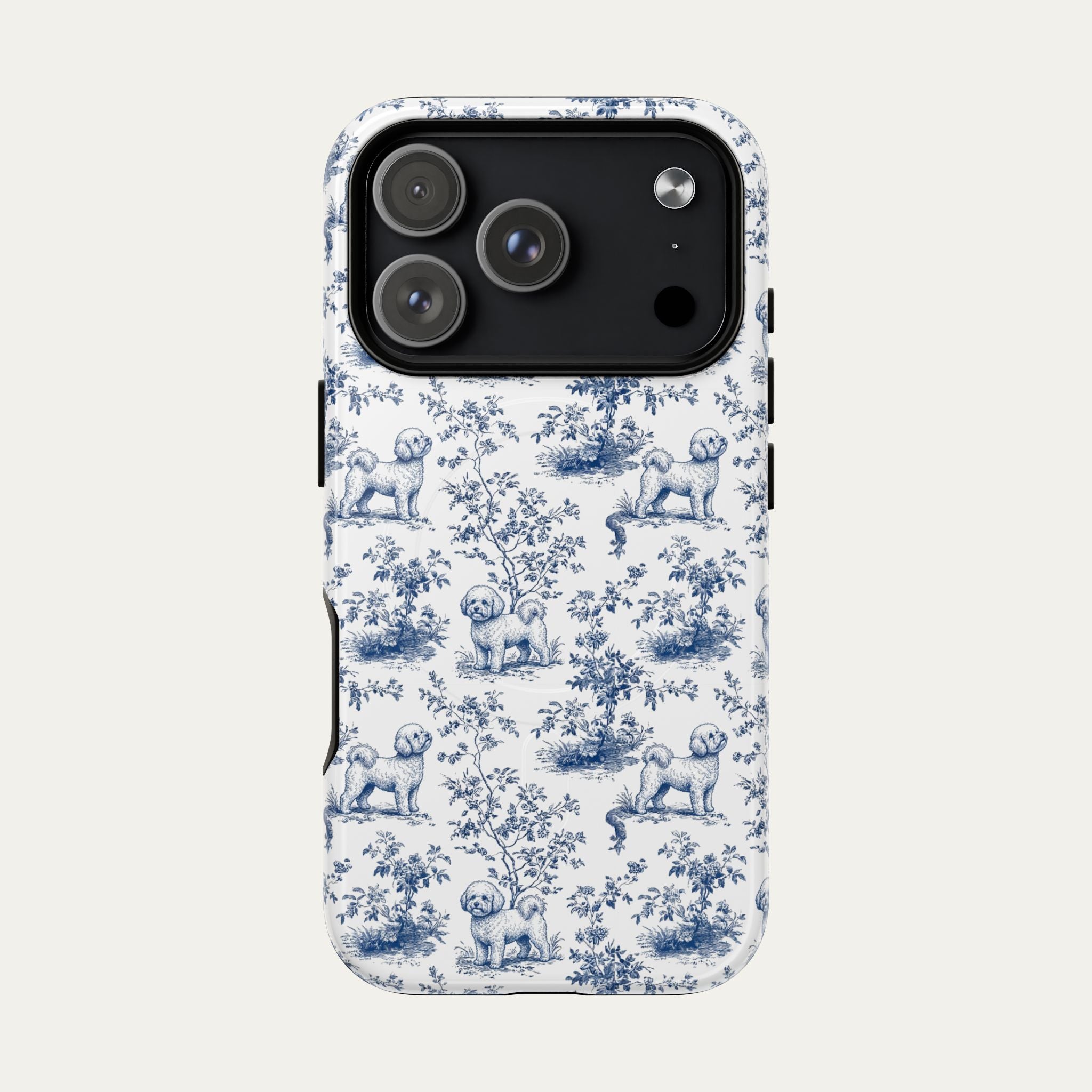 Bichon Frise Blue Toile Phone case