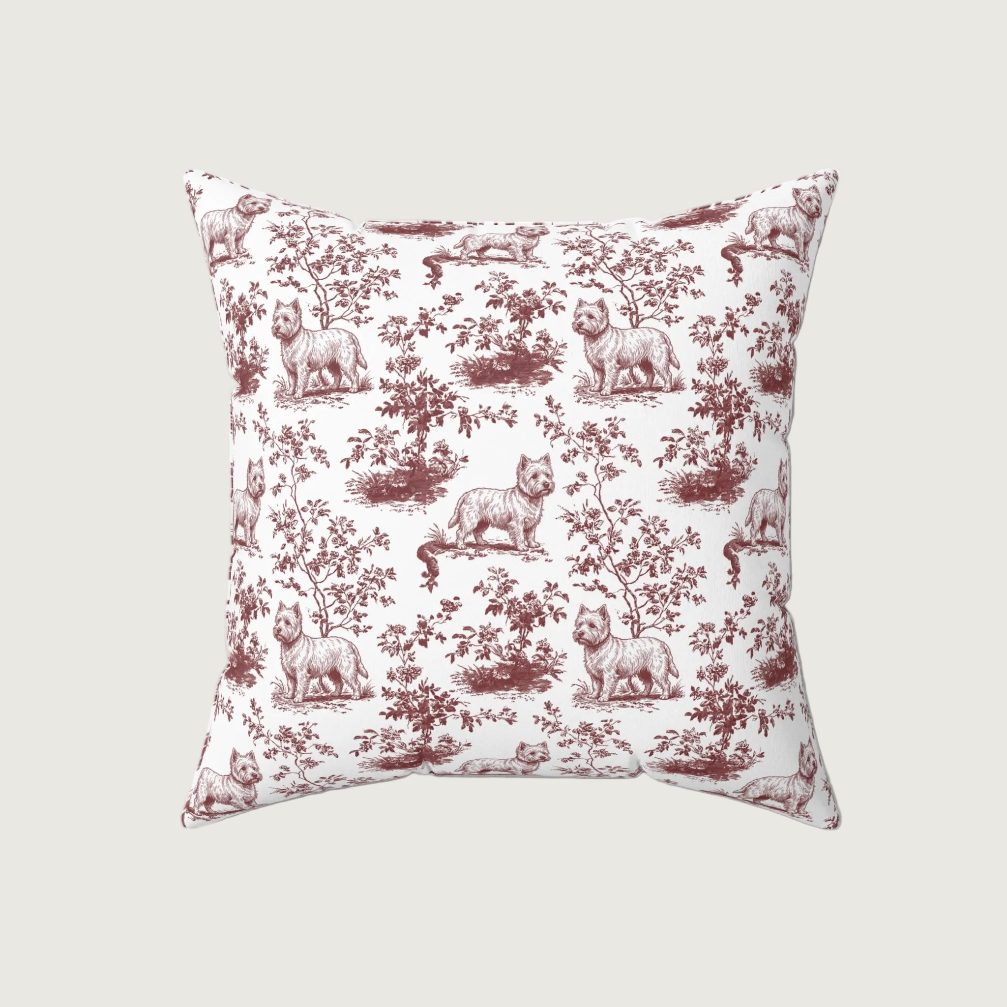 Dog Burgundy French Toile Pillow