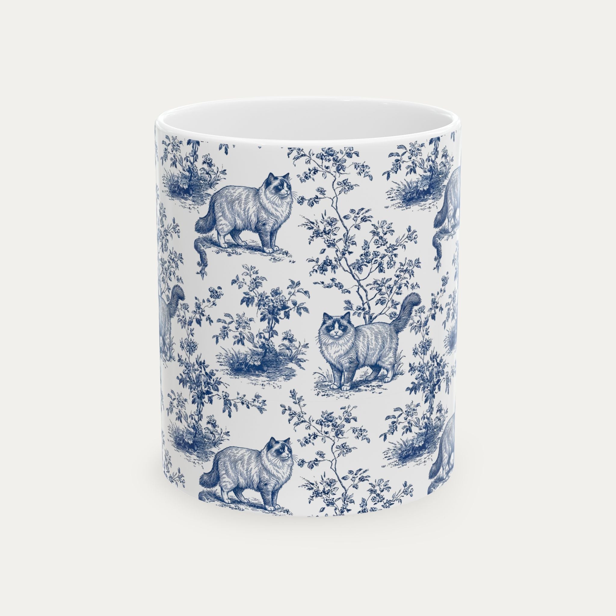Ragdoll Cat Blue Toile Mug