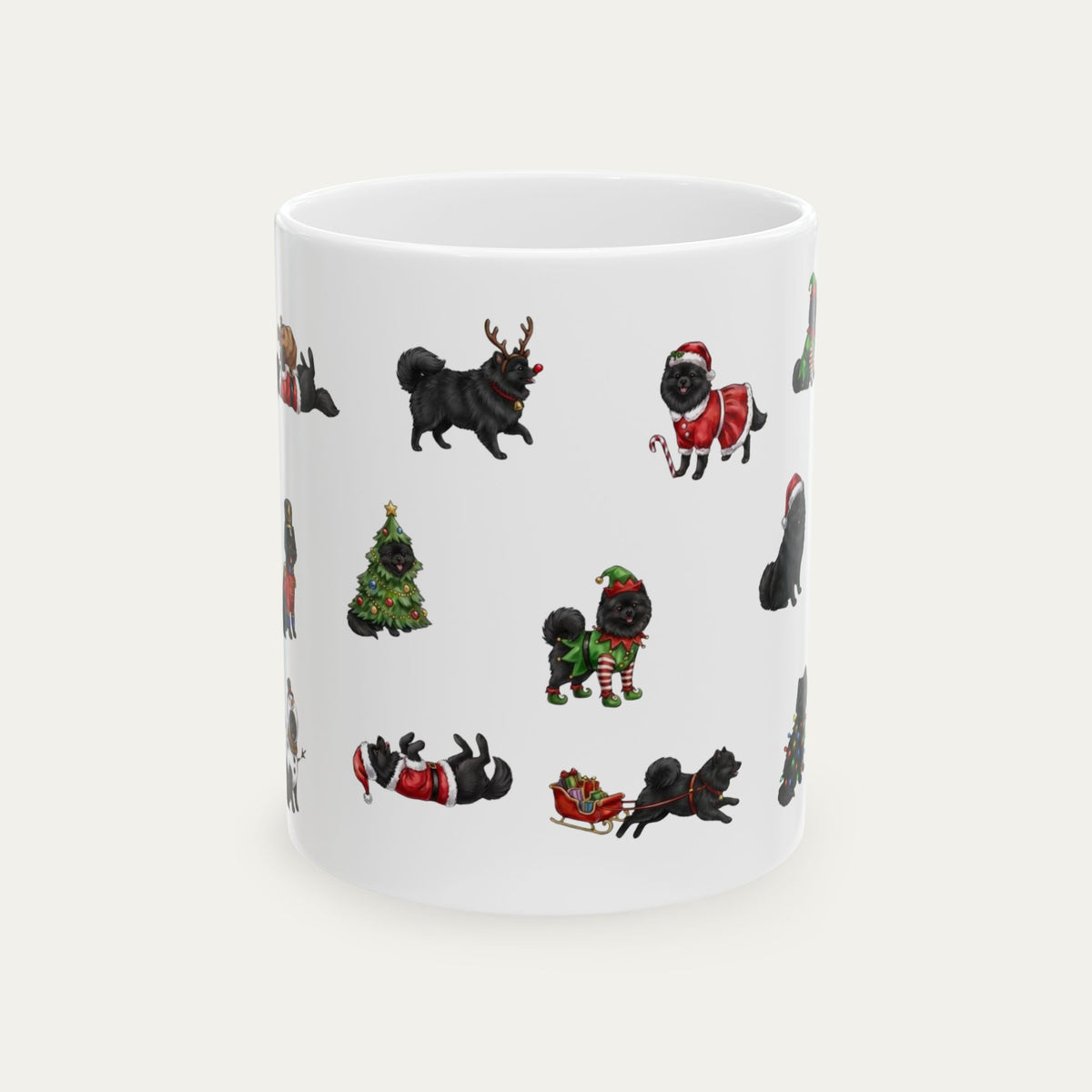 Pomeranian Black Christmas Mug