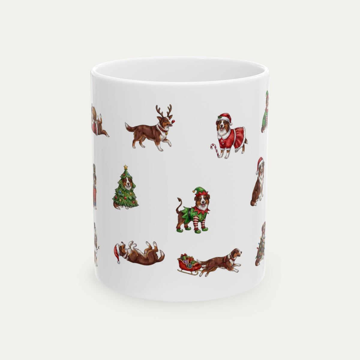 Australian Shepherd Red tri color Christmas Mug