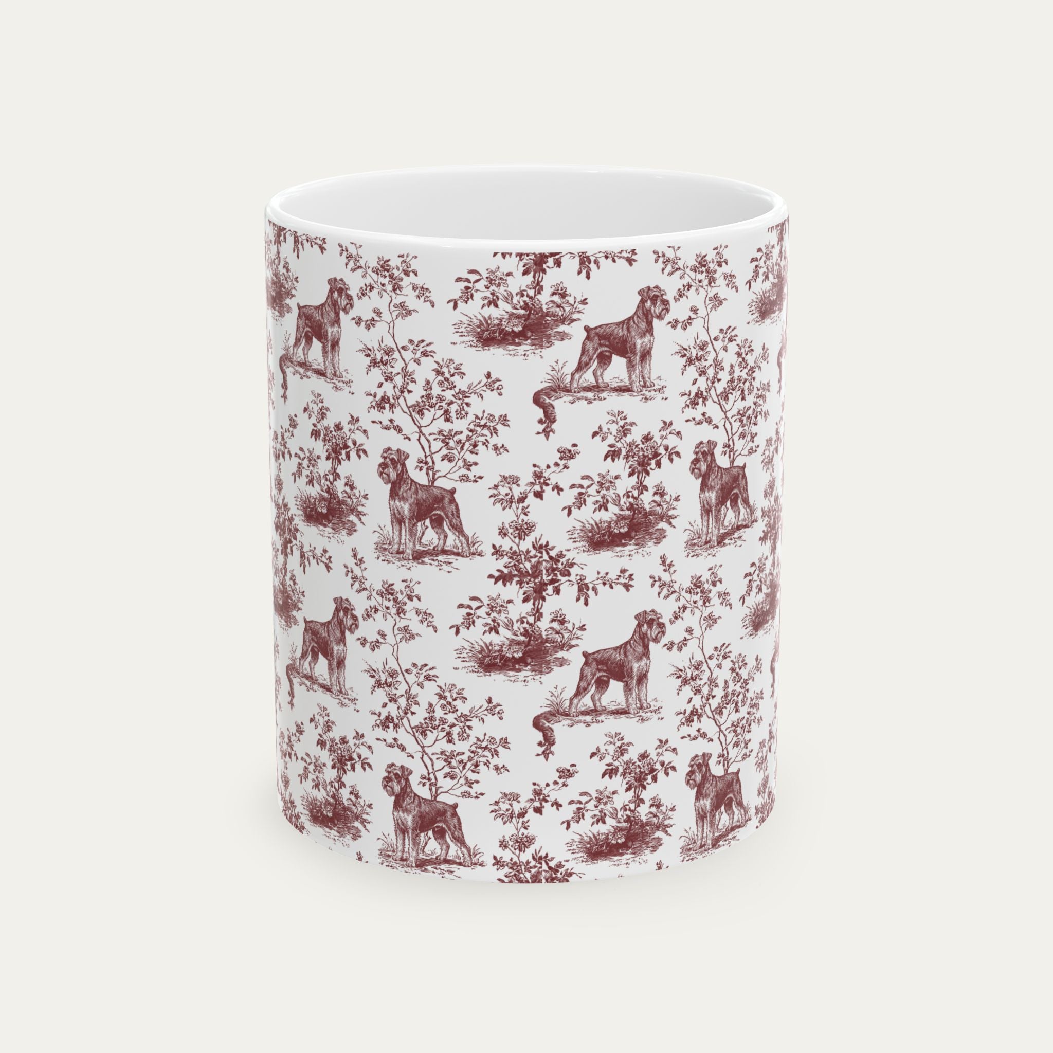 Schnauzer Burgundy Toile Mug