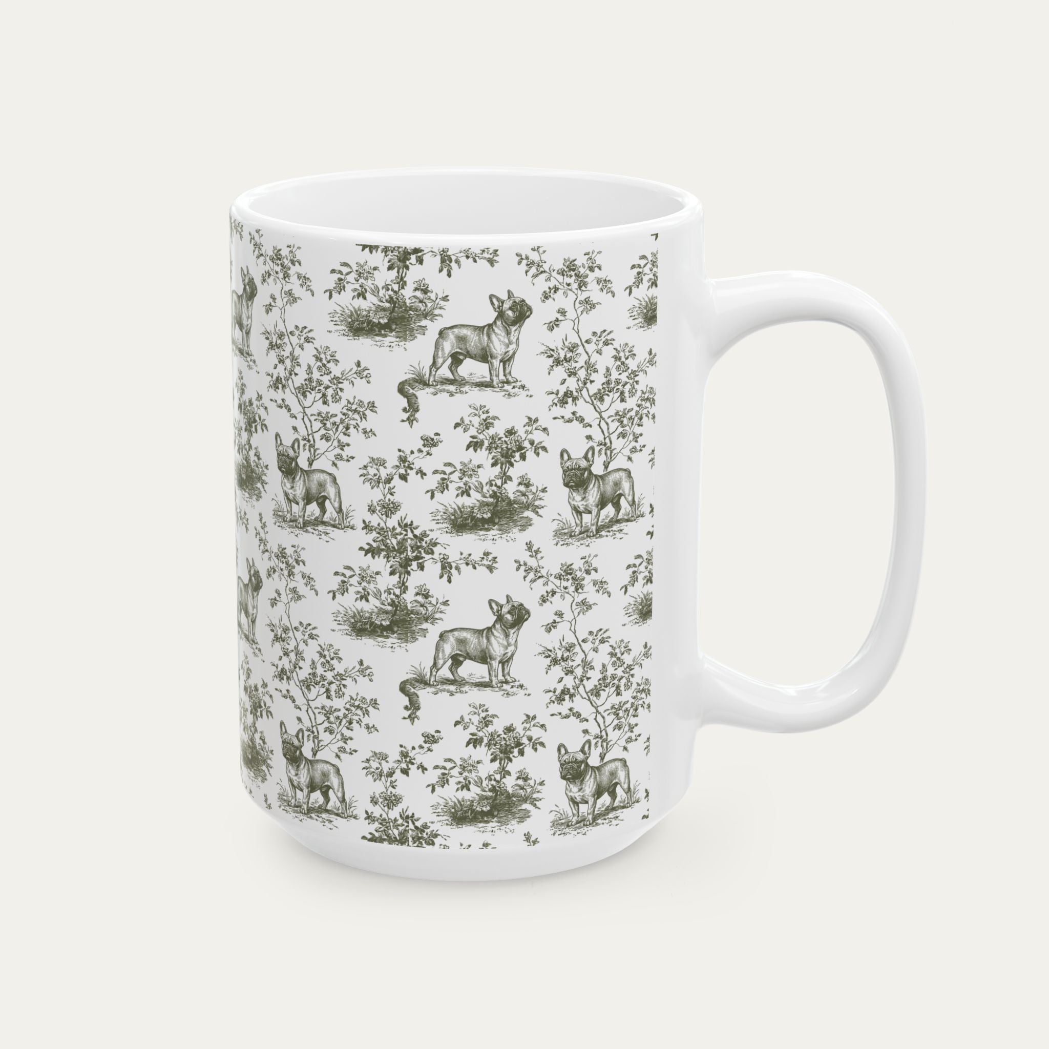 French Bulldog Sage Green Toile Mug