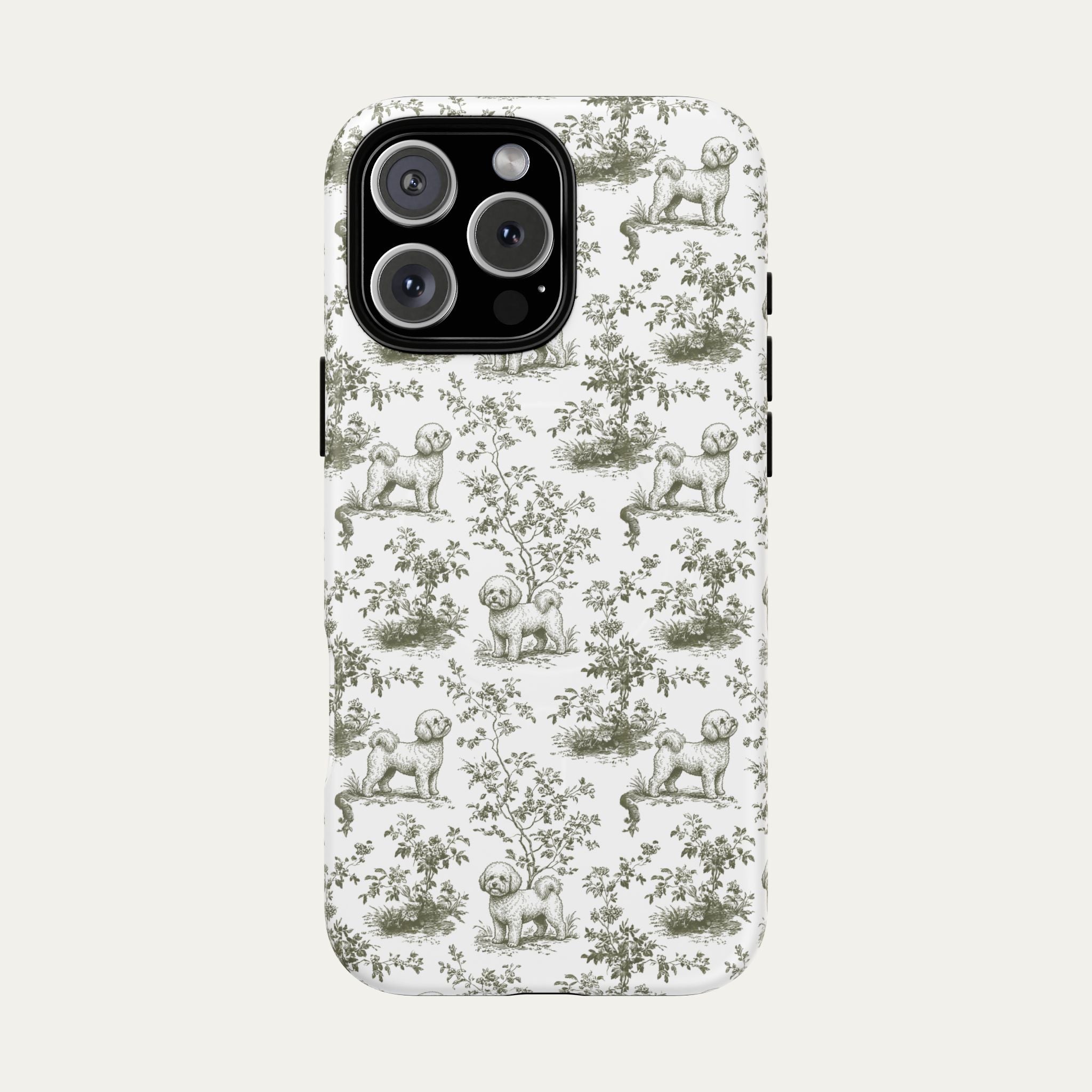 Bichon Frise Sage Green Toile phone Case